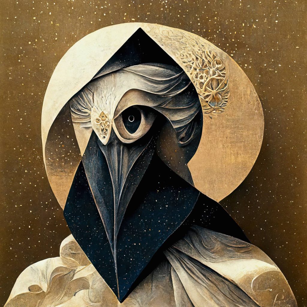 Abstract Angel VI' - a transcendent example of Geometric Angelic Vision on a 50 cm square Hahnemühle canvas, with intricate gold accents.